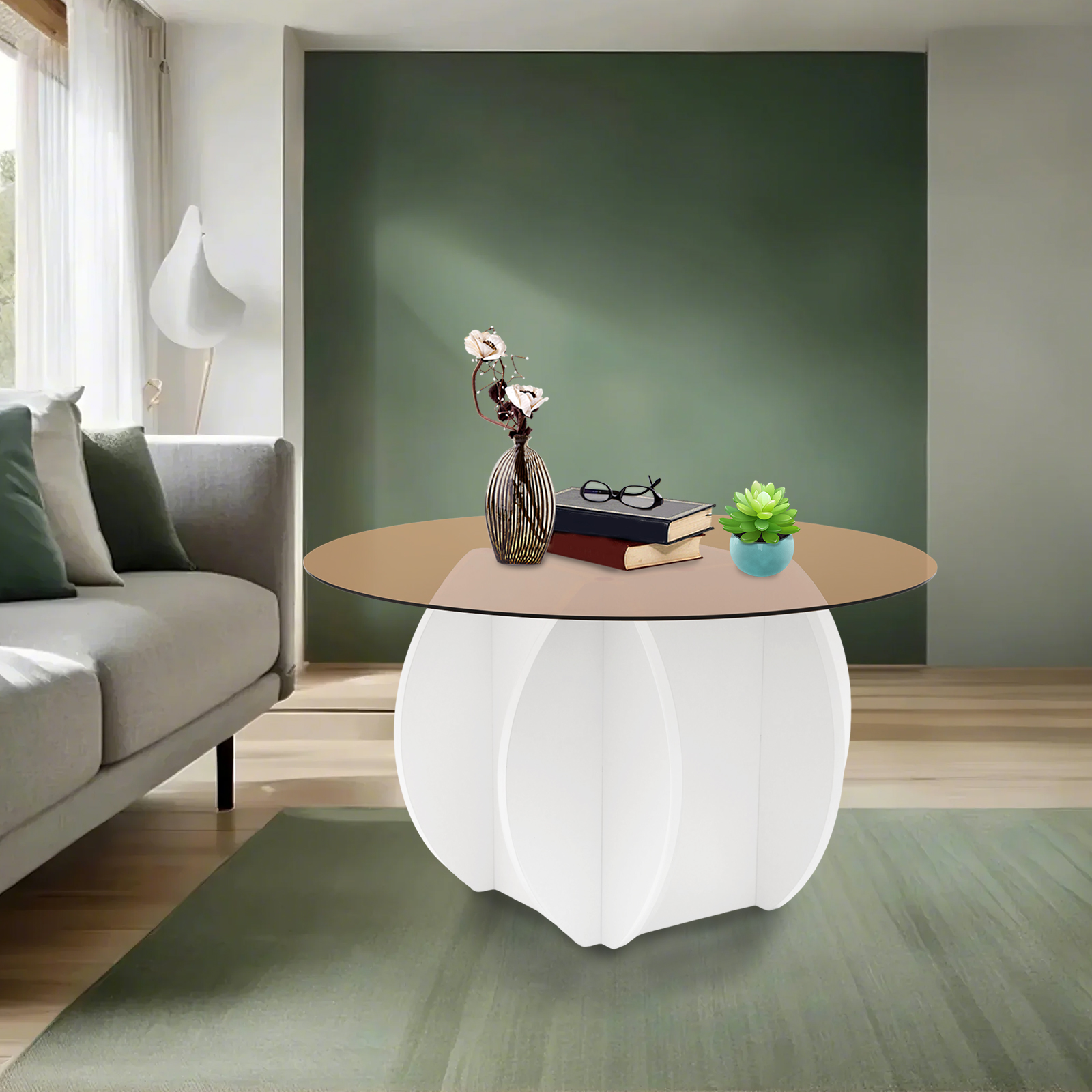 Modern Round Coffee Table 27.6 - Book Weight Glass 评论和价格