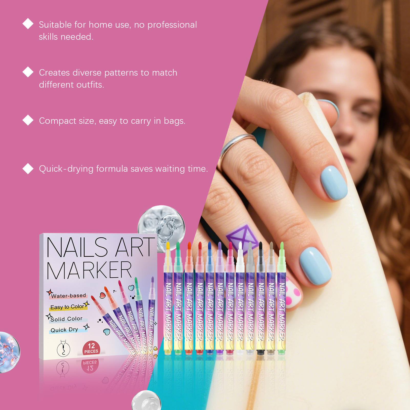 12Pcs Nail Art Pens With Fine  - Correction Pen Fine 评论和价格