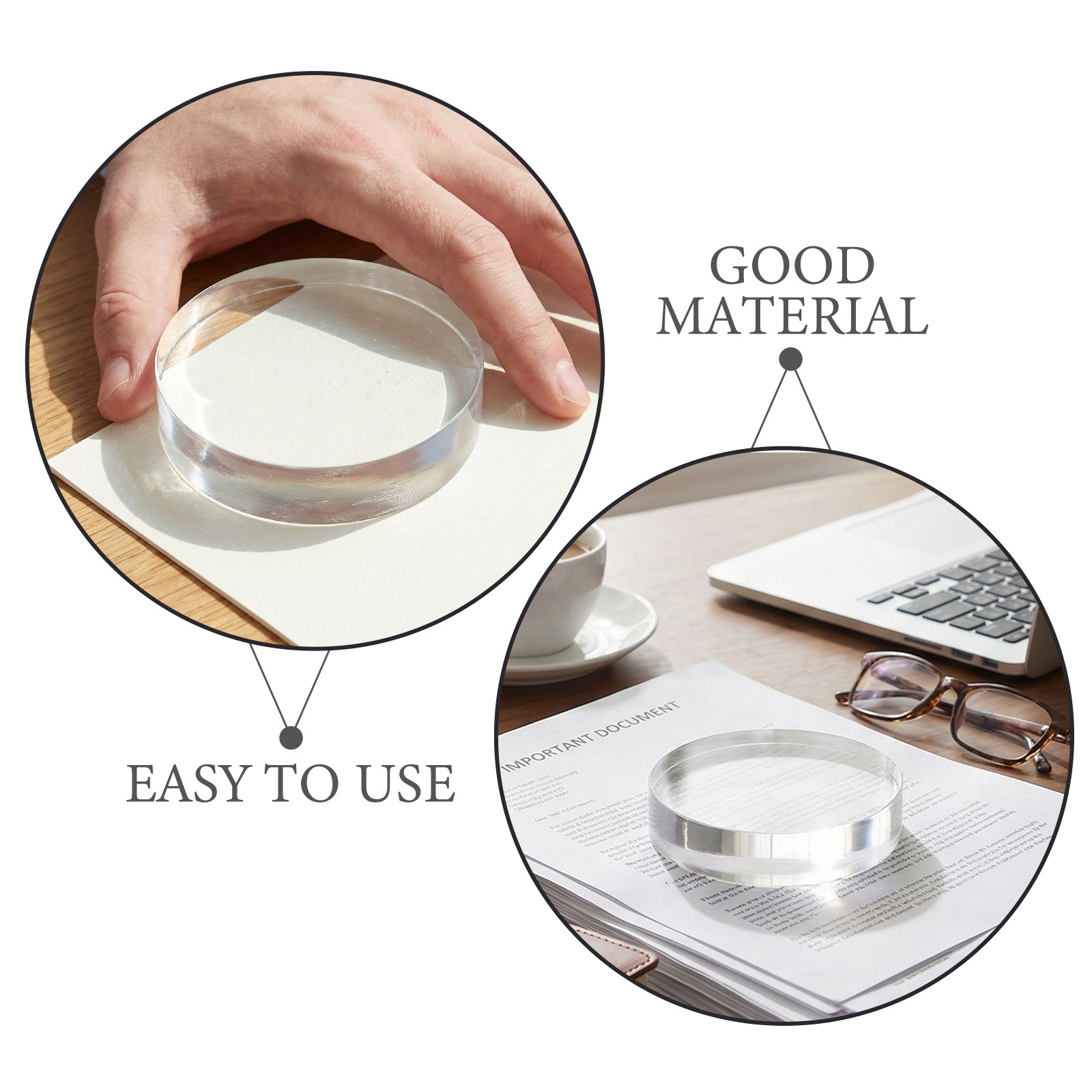 3.15 Inch Round Clear Crystal  - Book Weight Glass 评论和价格