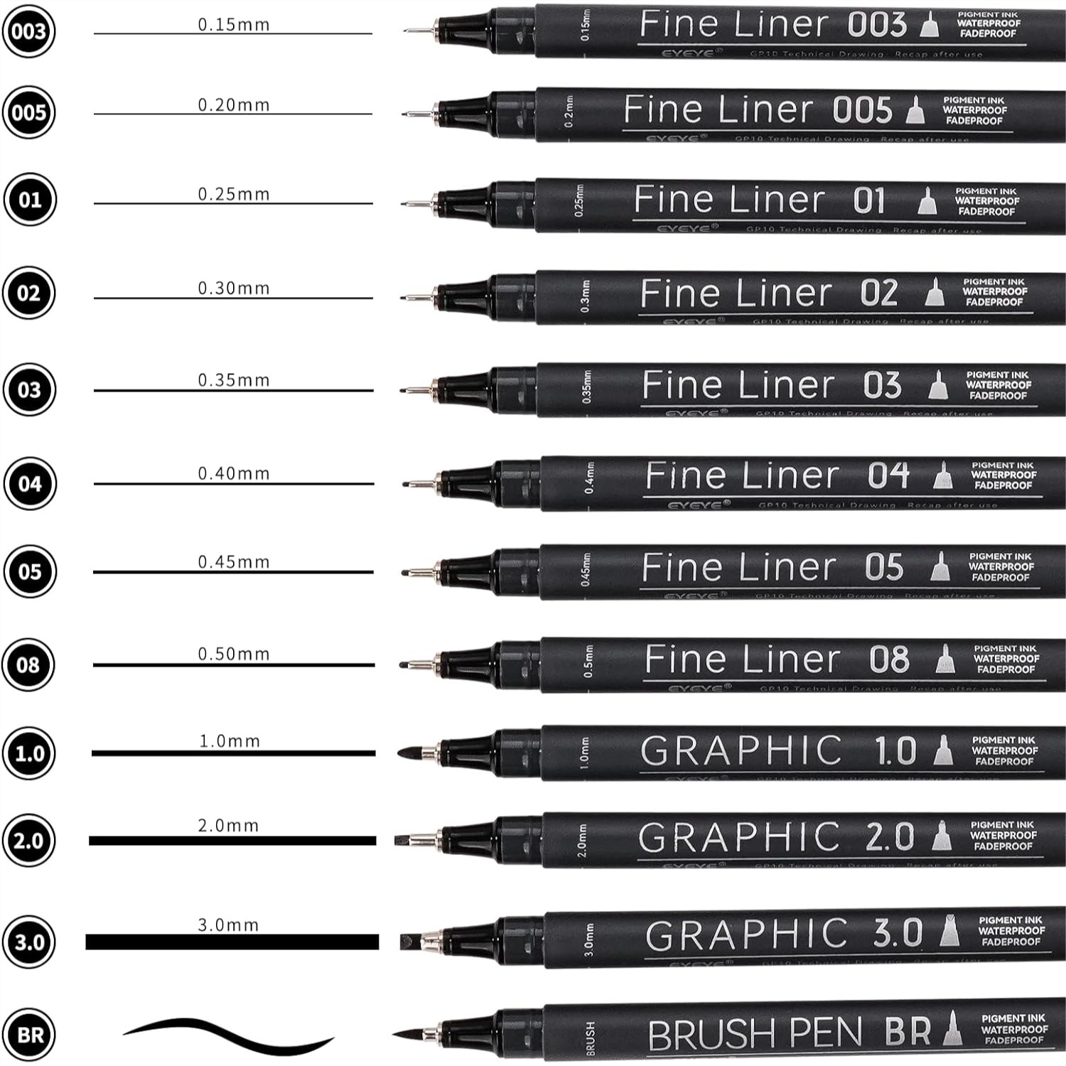 Micro Fineliner Pens Set, 12 B - Archive Box Set 评论和价格