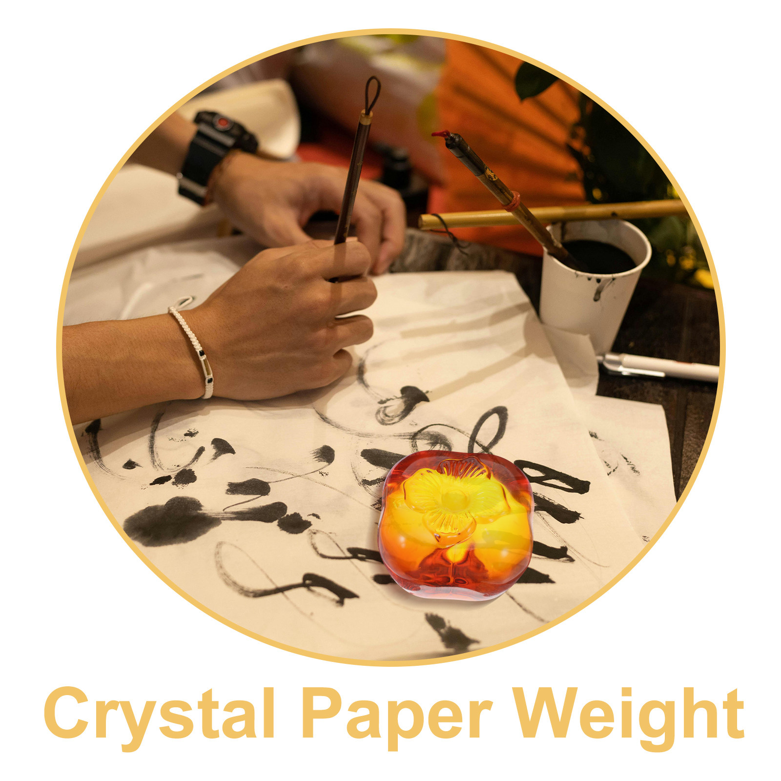 Heavy Glass Persimmon Paperwei - Book Weight Glass 评论和价格