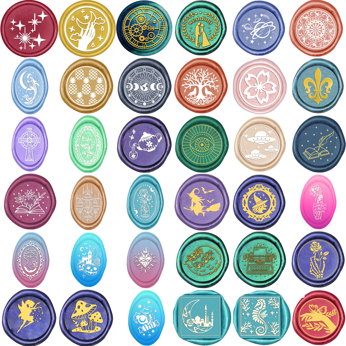 1pc Oval/Round/Square Mixed Wa - Wax Seal Stamp Set 评论和价格