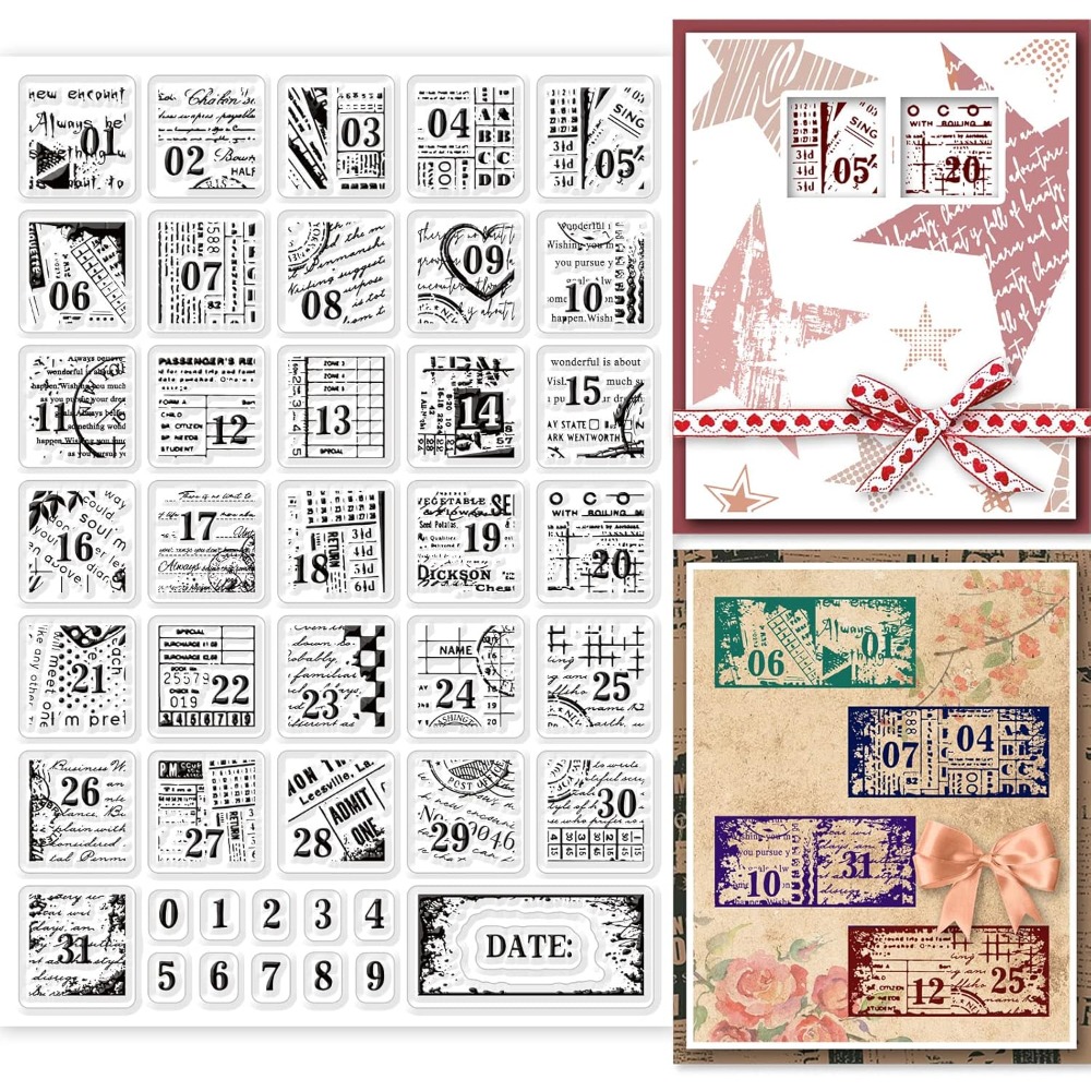 1Sheet Vintage Date Clear Stam - Rubber Date Stamp 评论和价格