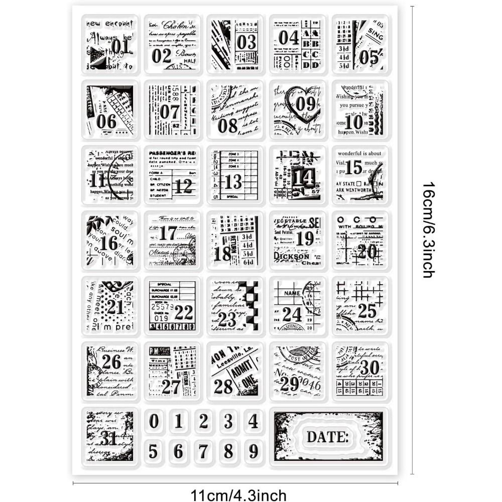1Sheet Vintage Date Clear Stam - Rubber Date Stamp 评论和价格