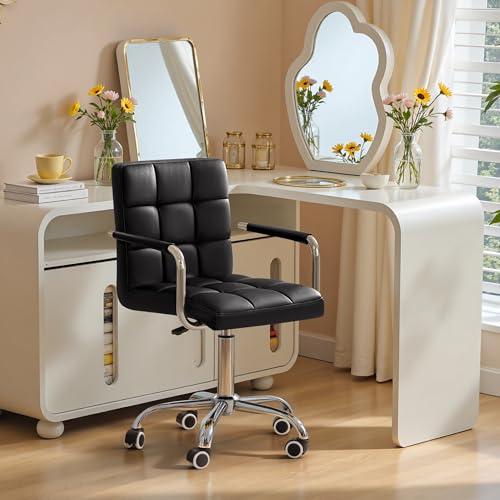 Black PU Leather Swivel Office - Leather Desk Pad 评论和价格