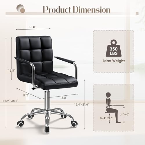 Black PU Leather Swivel Office - Leather Desk Pad 评论和价格