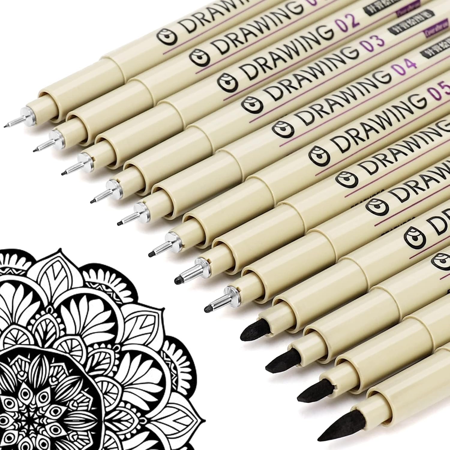 12 Black Fine Line Drawing Pen - Archive Box Set 评论和价格