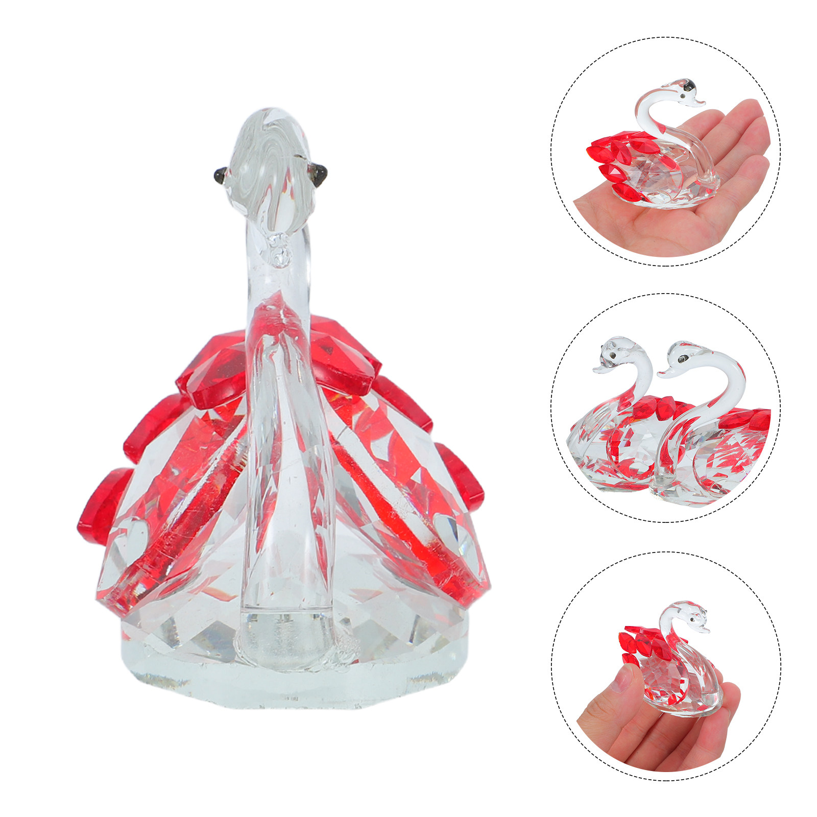 2Pcs Crystal Swan Decor Lover  - Paper Weight Crystal 评论和价格