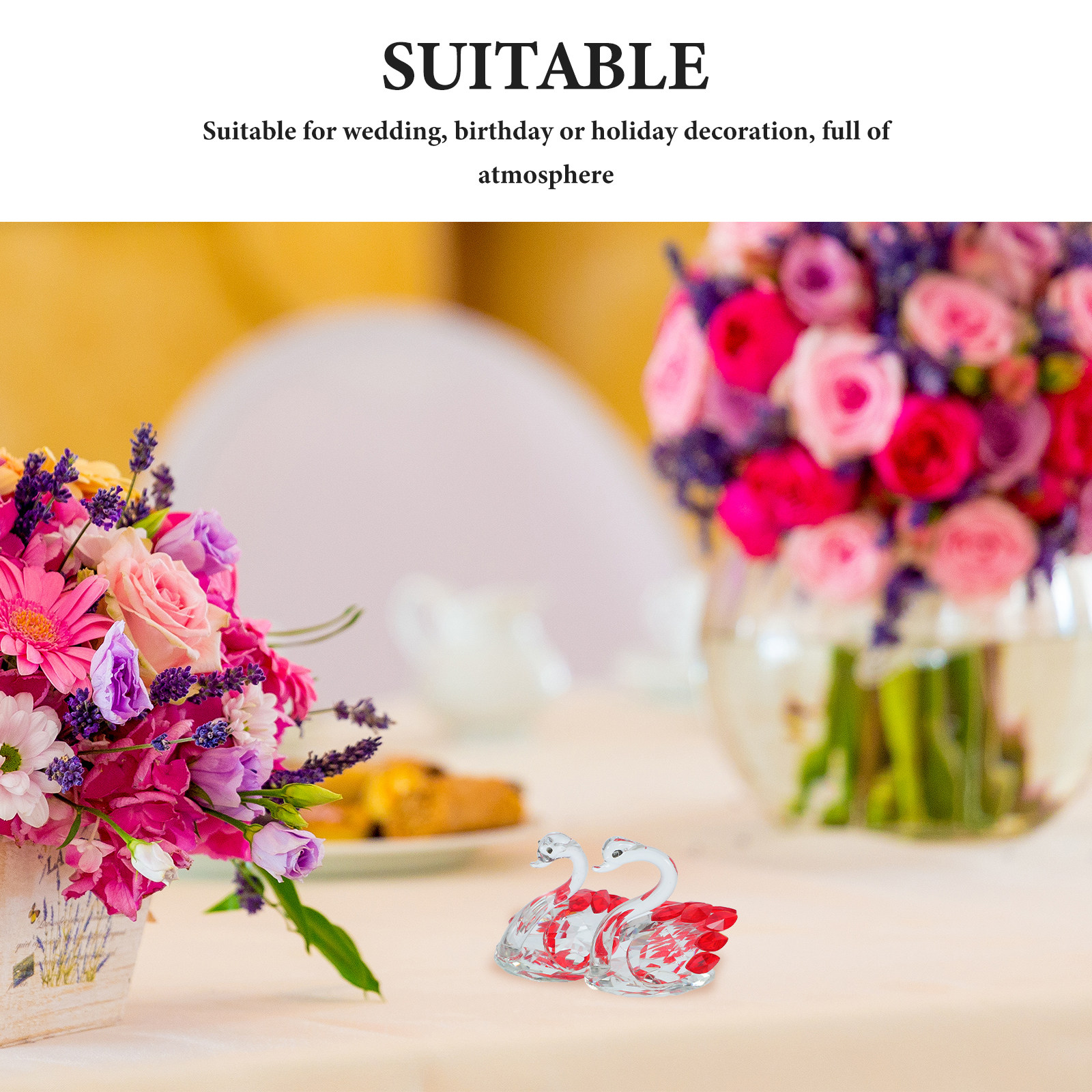 2Pcs Crystal Swan Decor Lover  - Paper Weight Crystal 评论和价格