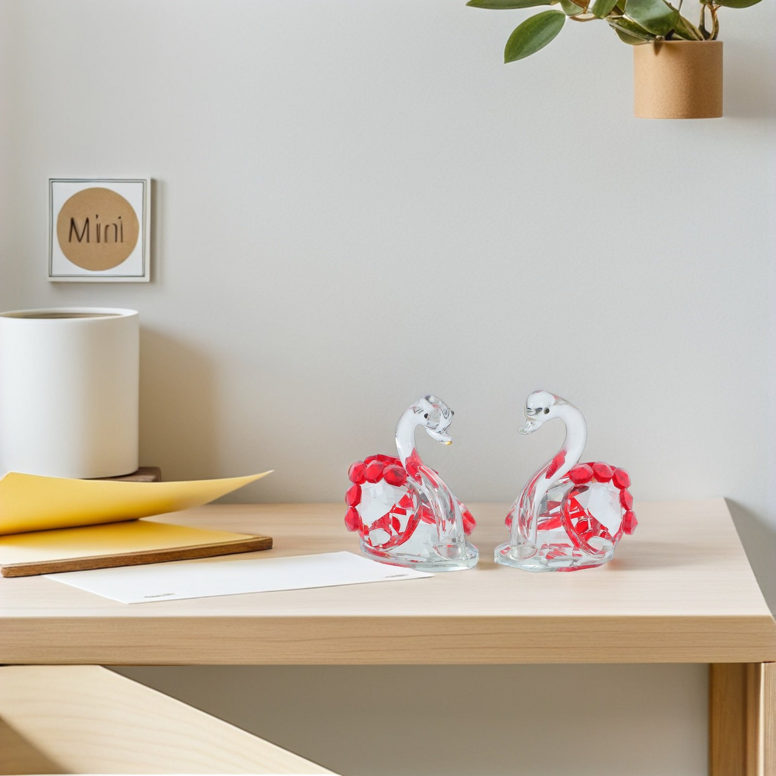 2Pcs Crystal Swan Decor Lover  - Paper Weight Crystal 评论和价格