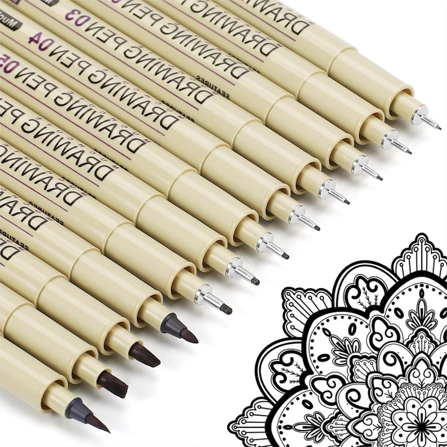 12 Black Micro Fineliner Drawi - Archive Box Set 评论和价格