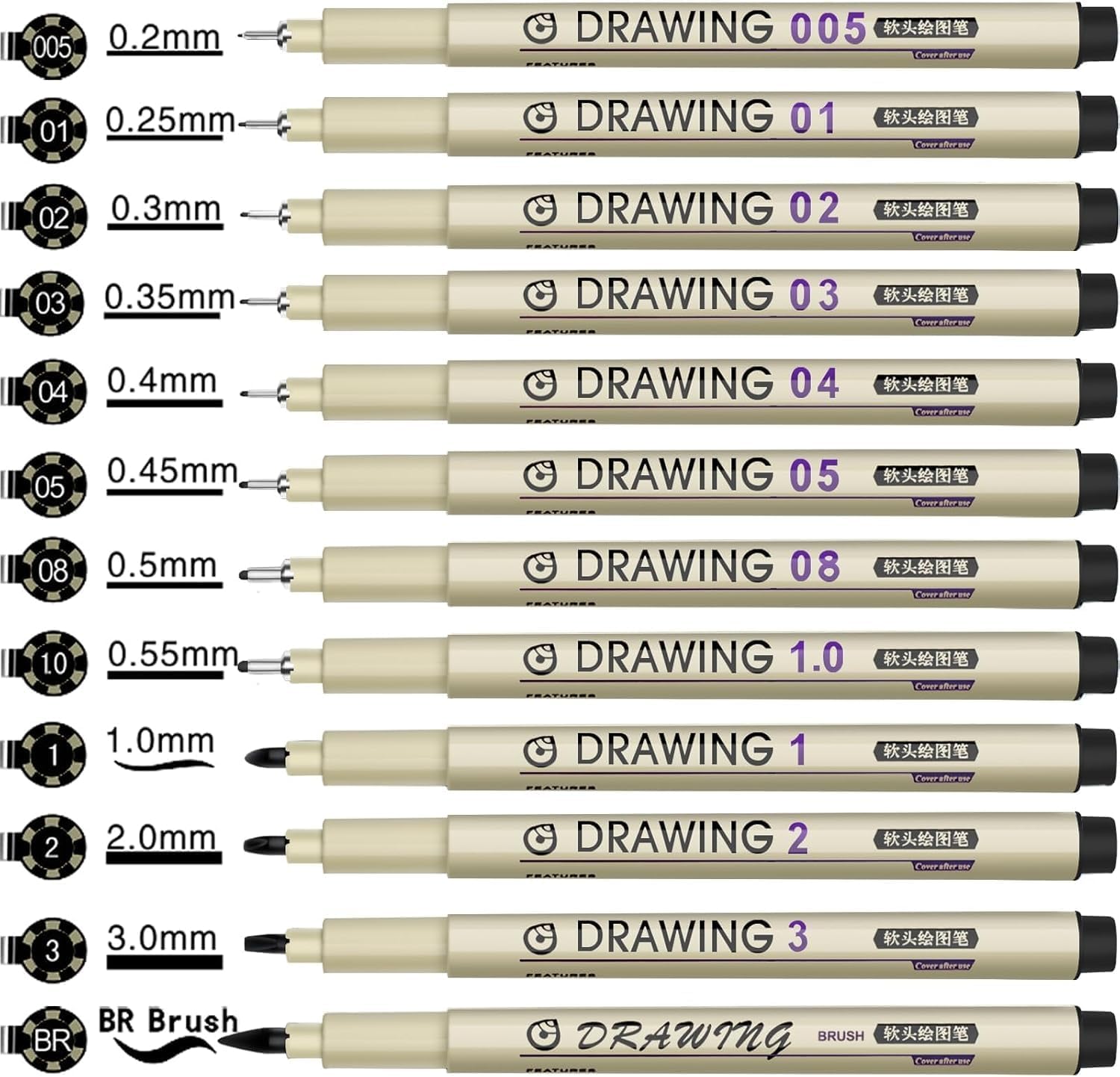 12 Black Micro Fineliner Drawi - Archive Box Set 评论和价格