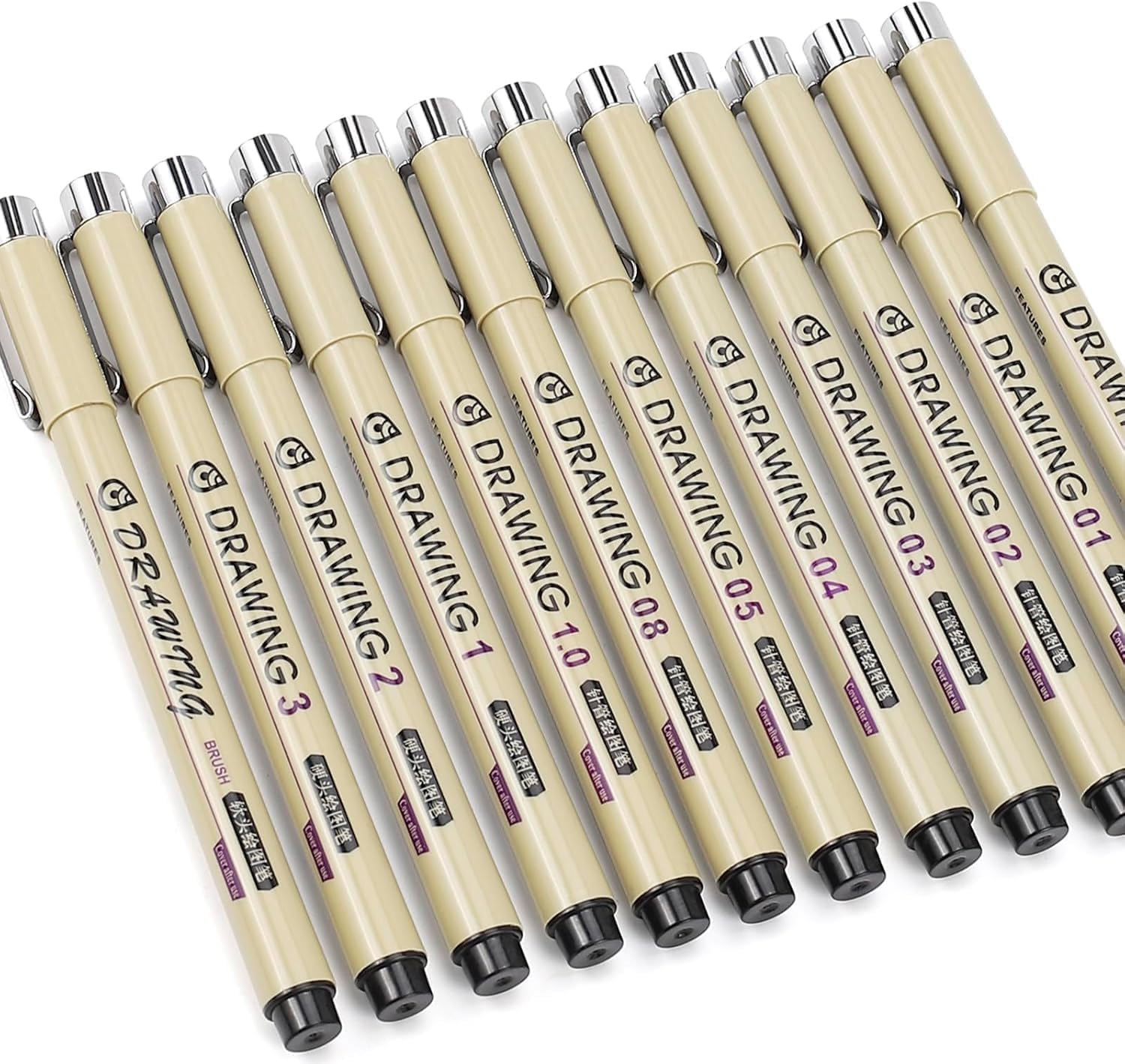 12 Black Micro Fineliner Drawi - Archive Box Set 评论和价格