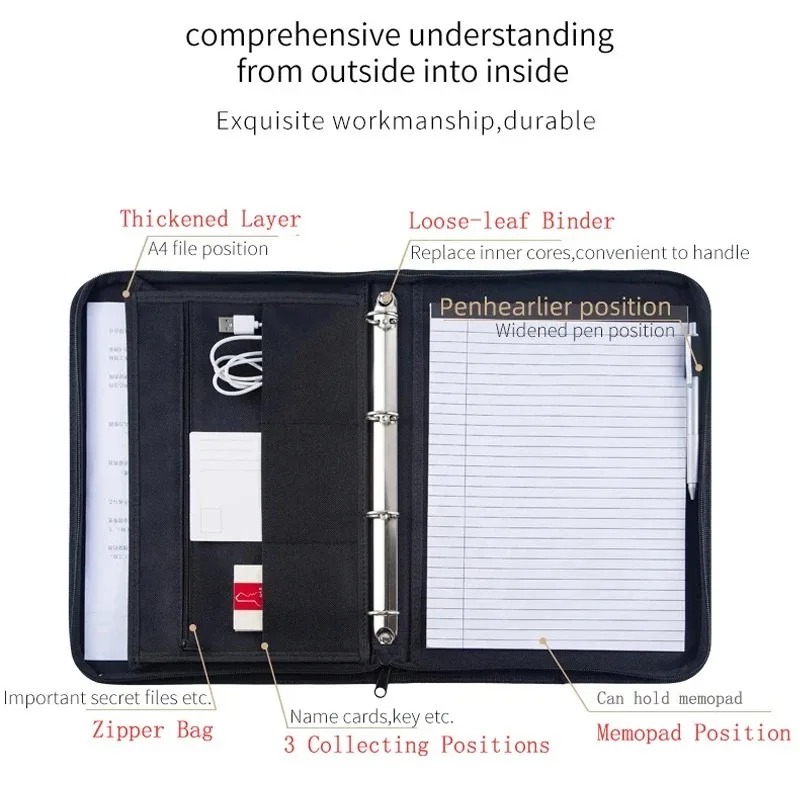 Large Black Business Portfolio - Binder A4 Lever 评论和价格