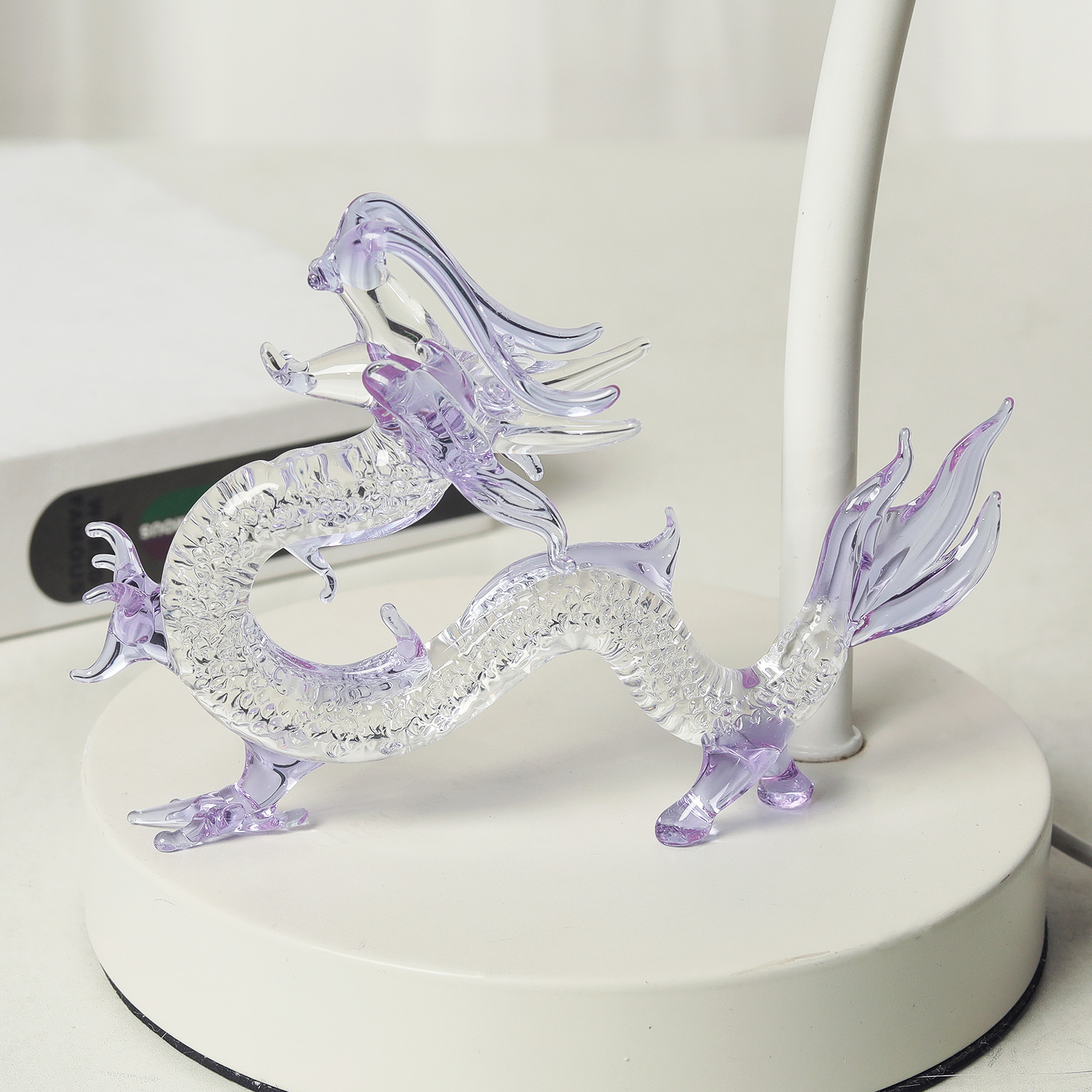 Purple Crystal Dragon Figurine - Book Weight Glass 评论和价格