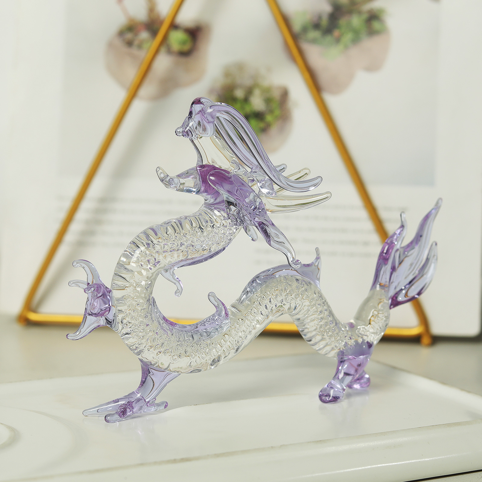 Purple Crystal Dragon Figurine - Book Weight Glass 评论和价格