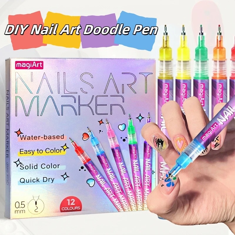 12Pcs/Set Multicolor Nail Art  - Correction Pen Fine 评论和价格
