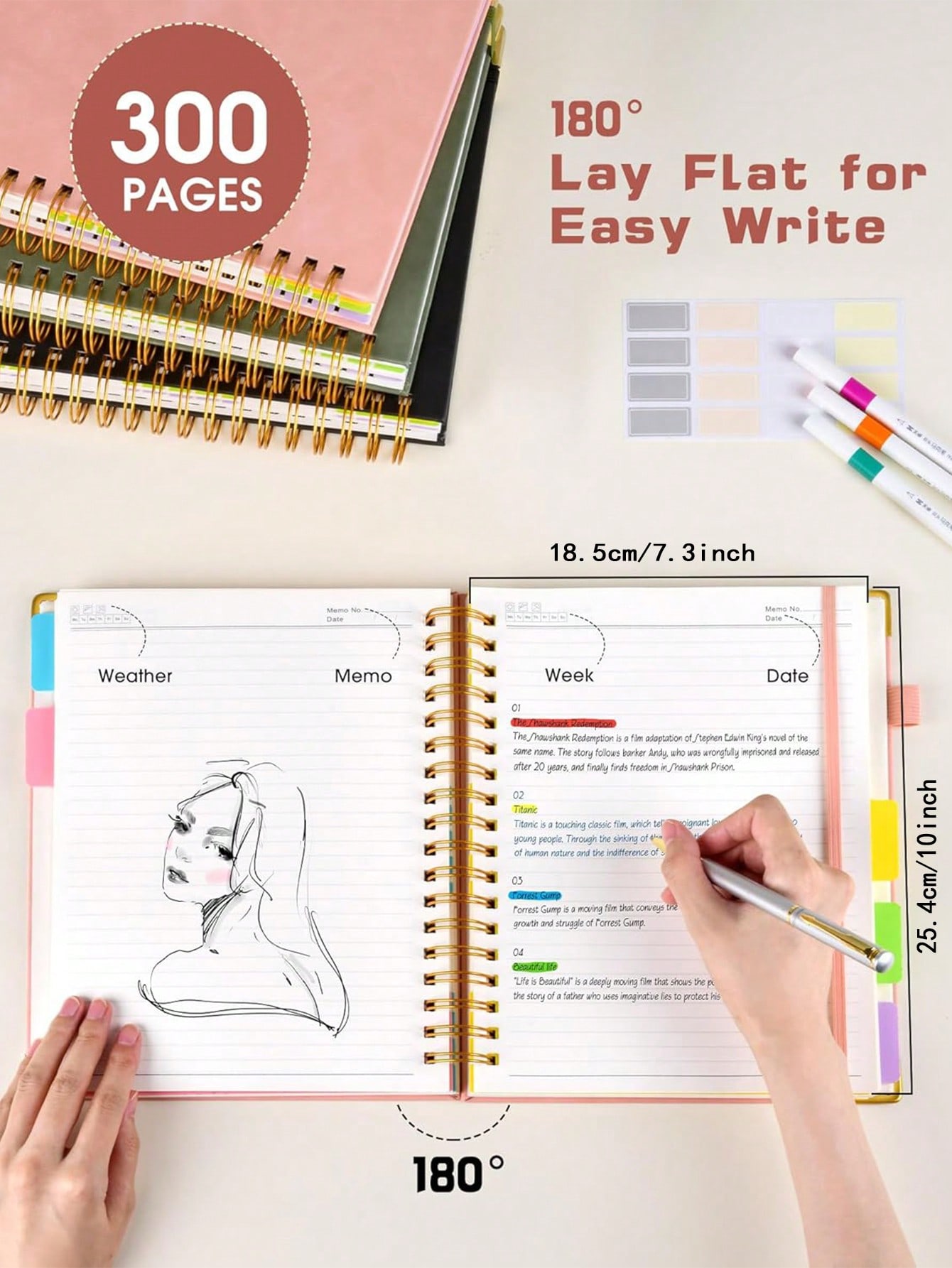1PC Hardcover Spiral Notebook  - Tab Divider A4 评论和价格