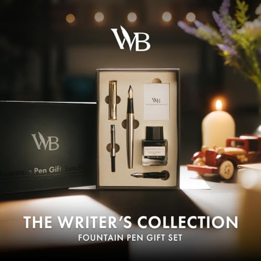 Fountain Pen Set, 18K Gilded M - Fountain Pen Bottled Ink 评论和价格
