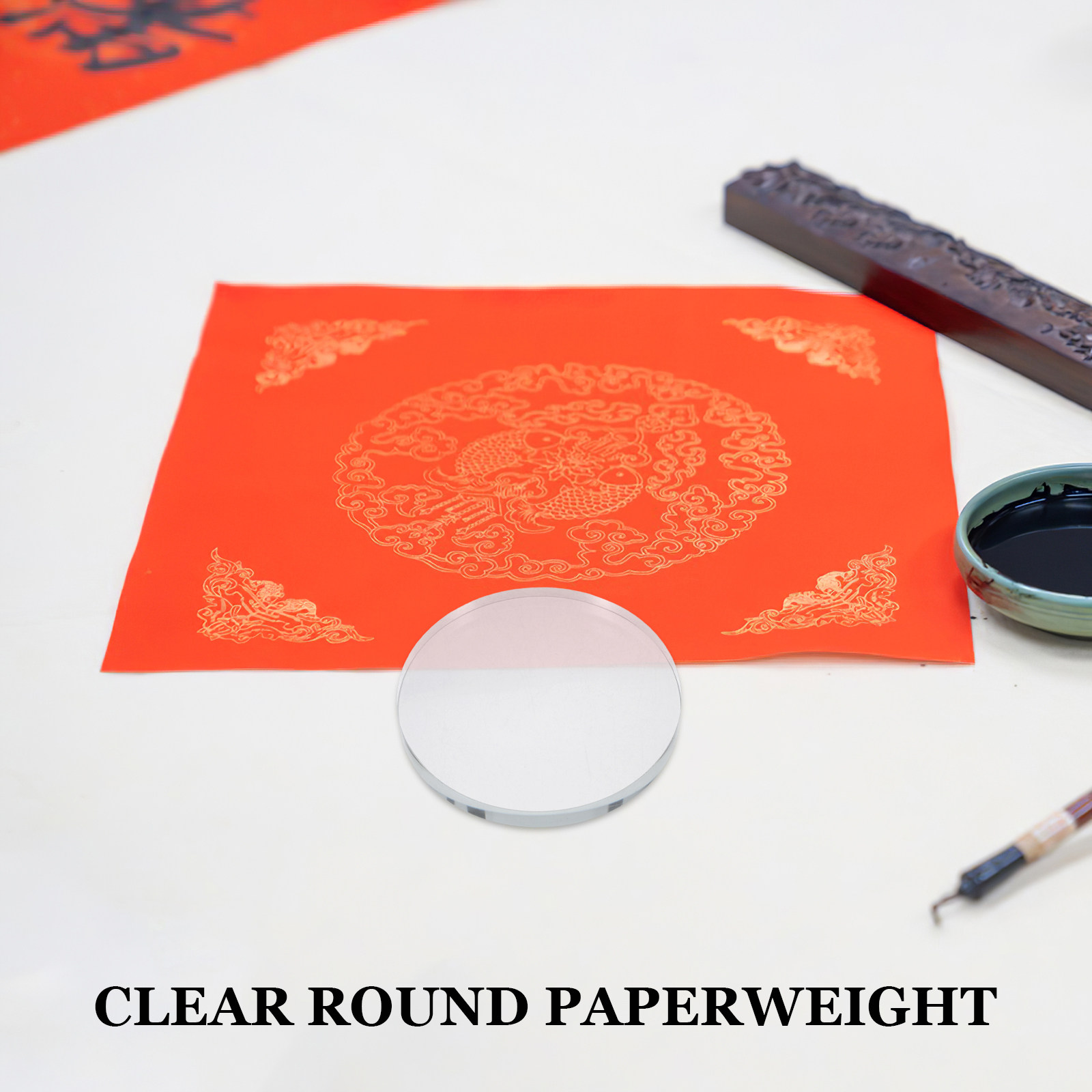 Heavy Round Glass Paperweight  - Book Weight Glass 评论和价格
